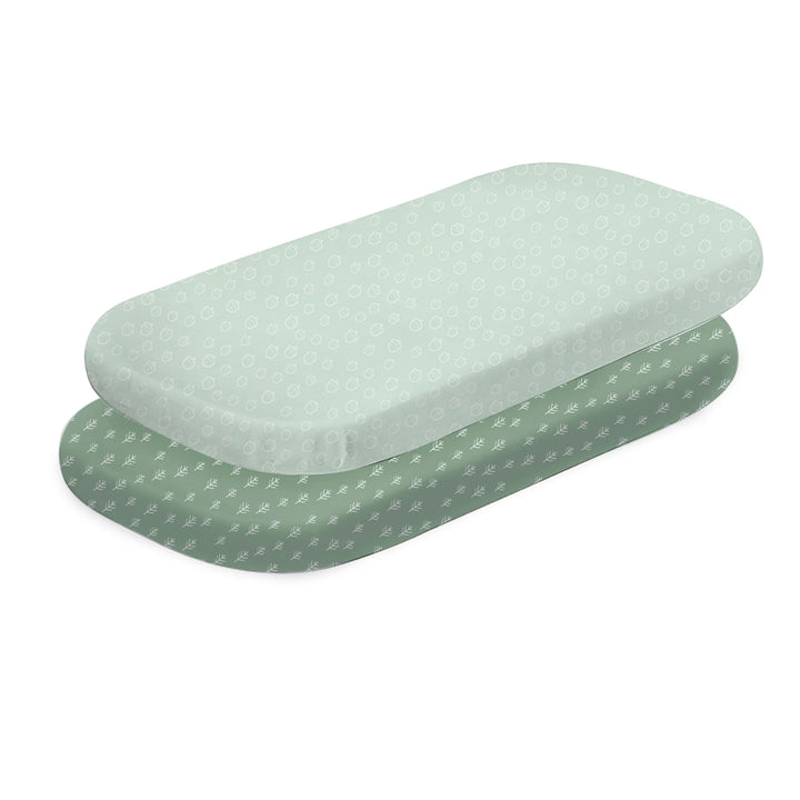 Bubba Blue Nordic 2pk Jersey Co-sleeper Fitted Sheets Avocado/Forest