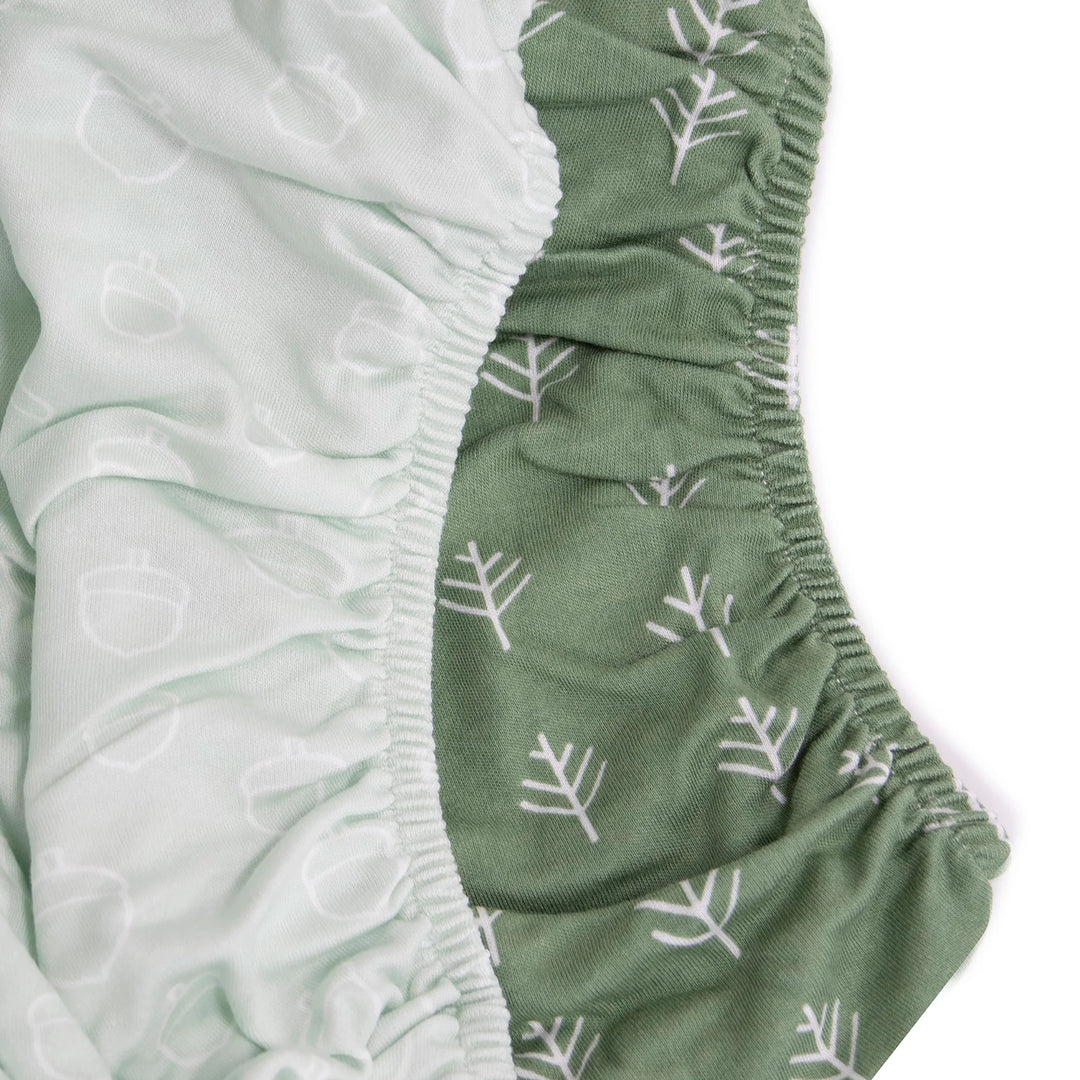 Bubba Blue Nordic 2pk Jersey Co-sleeper Fitted Sheets Avocado/Forest