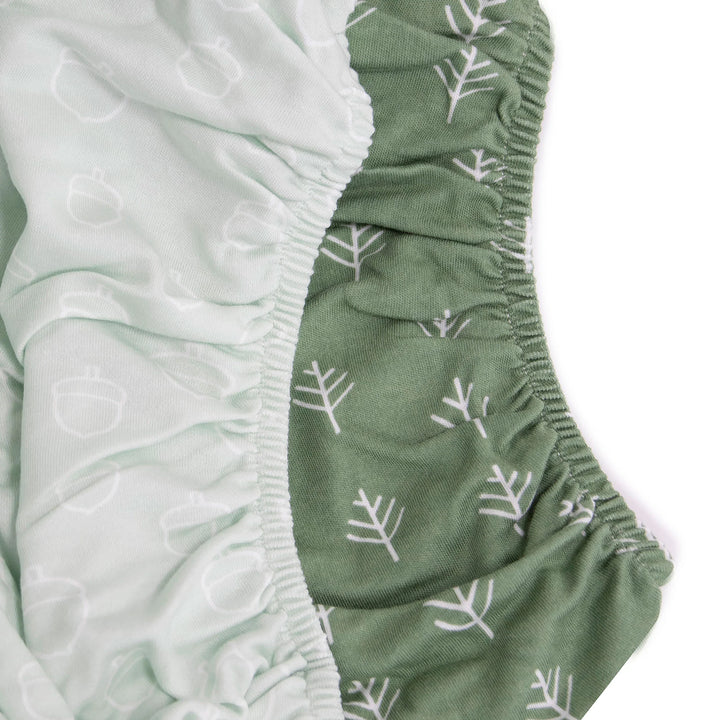 Bubba Blue Nordic 2pk Jersey Co-sleeper Fitted Sheets Avocado/Forest