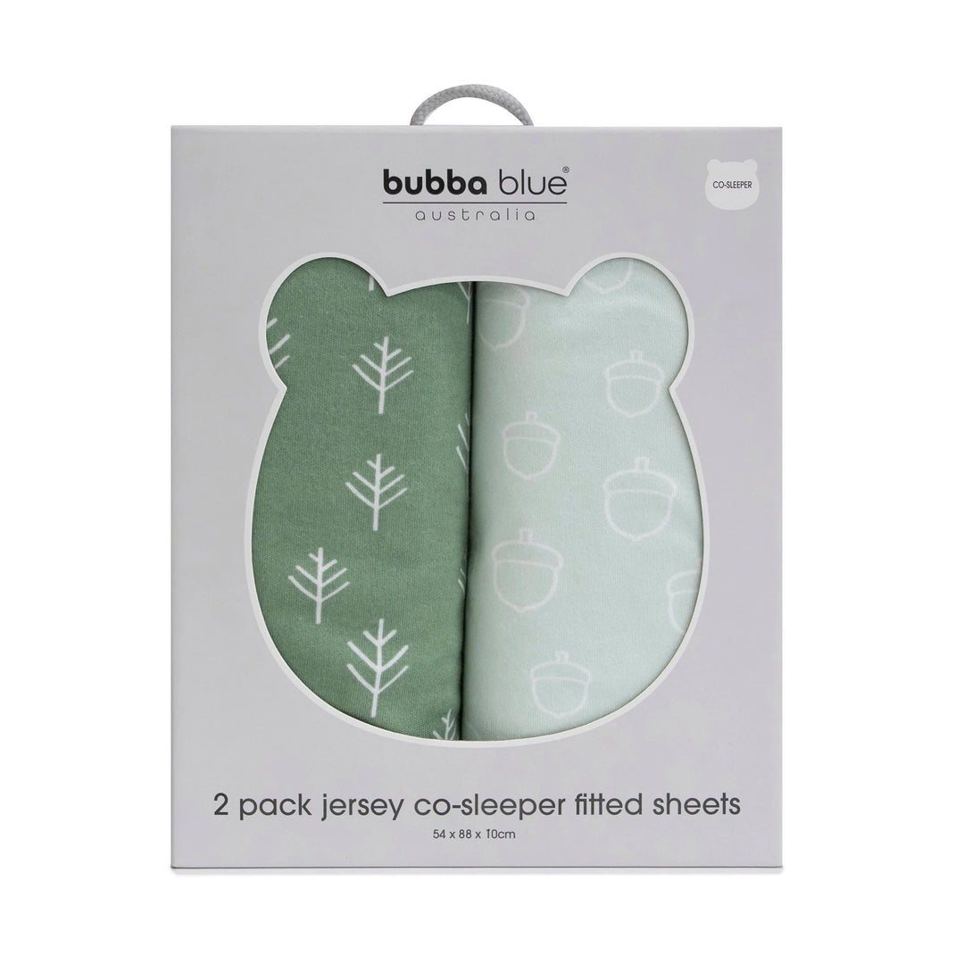 Bubba Blue Nordic 2pk Jersey Co-sleeper Fitted Sheets Avocado/Forest