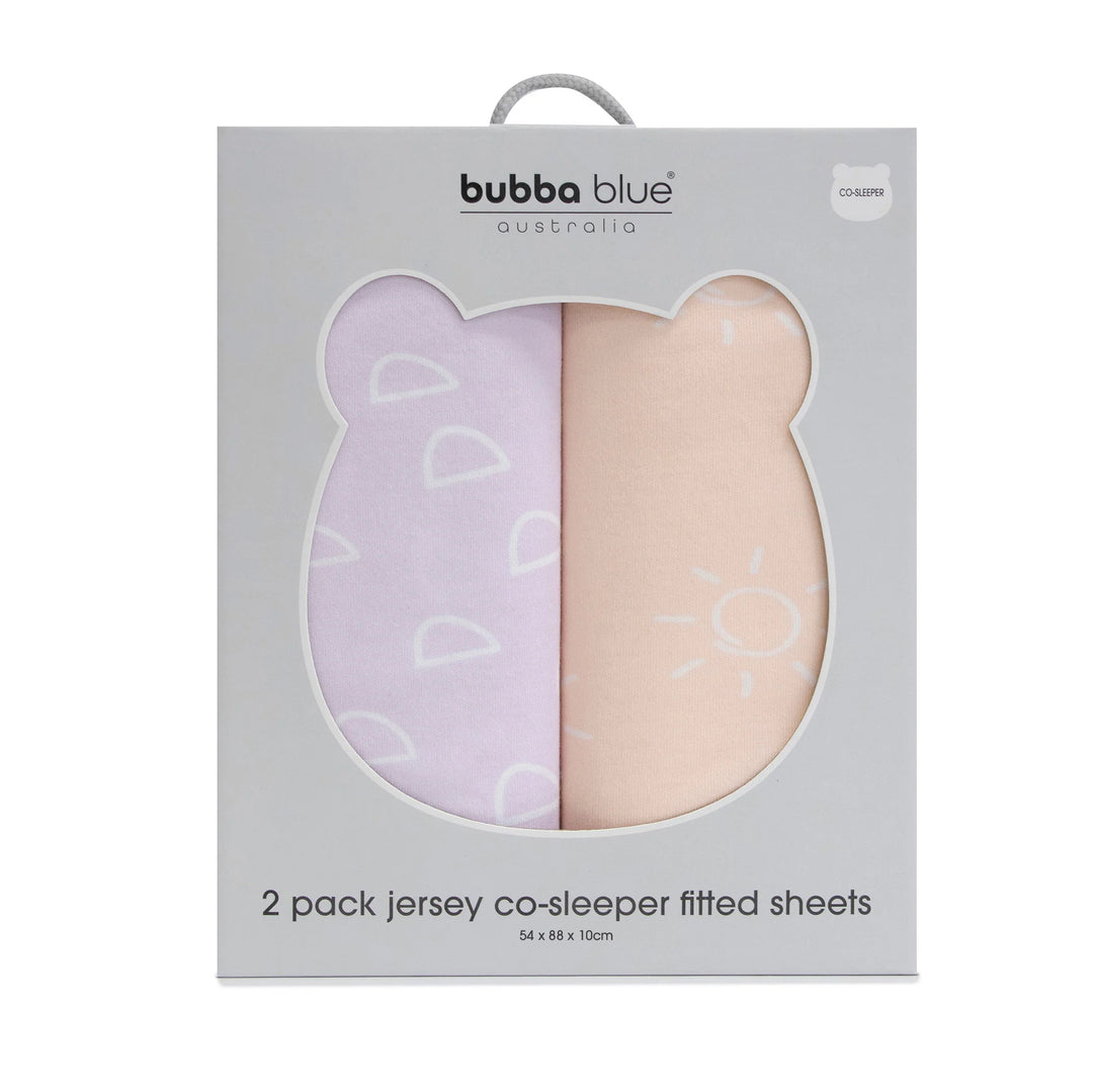 Bubba Blue Nordic 2pk Jersey Co-sleeper Fitted Sheets Peach/Lilac