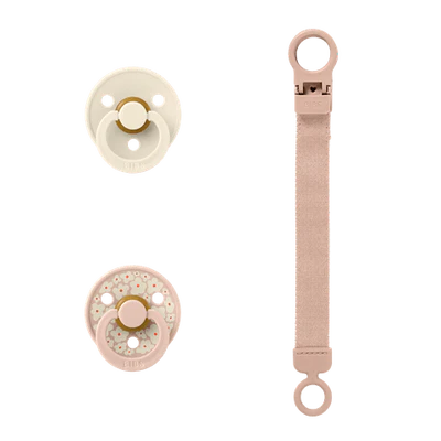 BIBS Colour Dummy & Loop Clip Gift Set - Blush