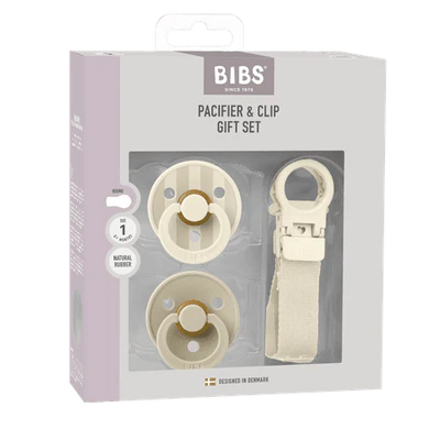 BIBS Colour Dummy & Loop Clip Gift Set - Ivory