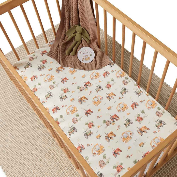 Organic Fitted Cot Sheet - Diggers