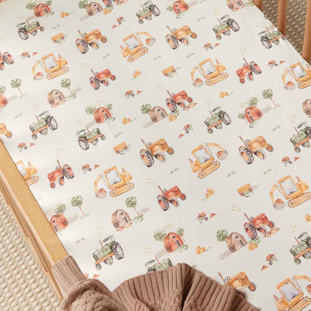 Organic Fitted Cot Sheet - Diggers