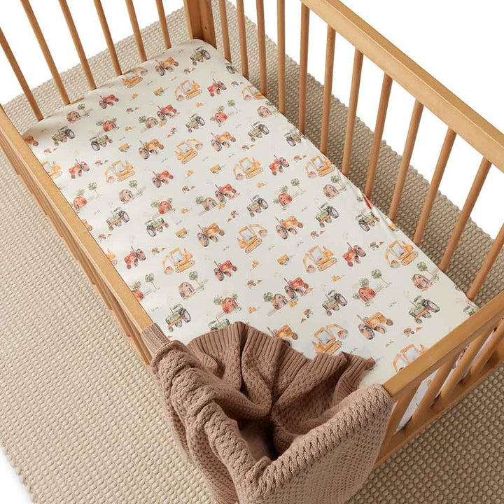 Organic Fitted Cot Sheet - Diggers