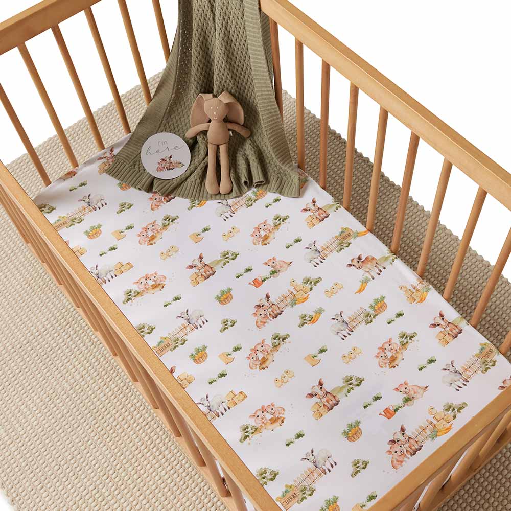 Organic Fitted Cot Sheet - Farm