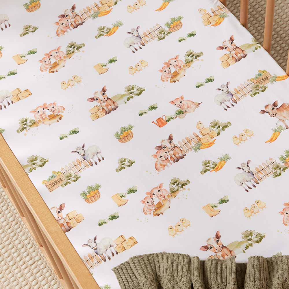Organic Fitted Cot Sheet - Farm