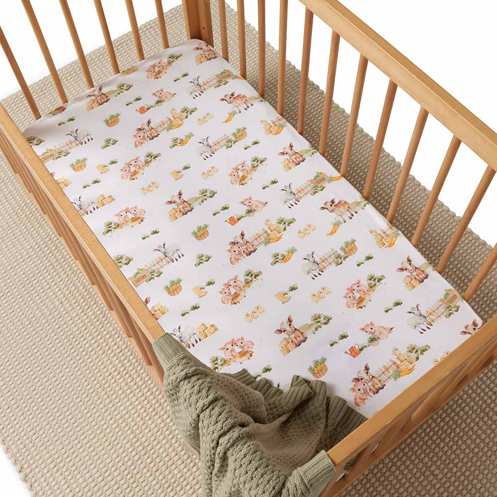 Organic Fitted Cot Sheet - Farm
