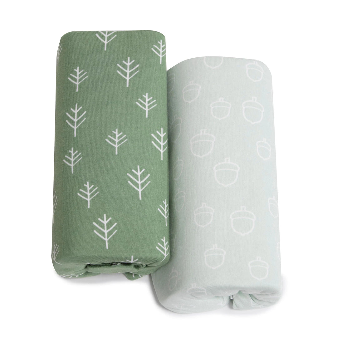 Bubba Blue Nordic 2pk Jersey Cot Fitted Sheets Avocado/Forest