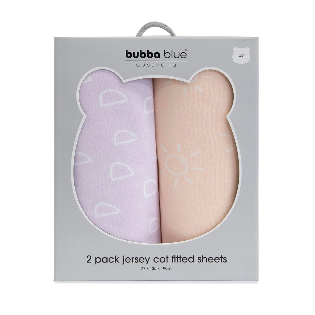 Bubba Blue Nordic 2pk Jersey Cot Fitted Sheets Peach/Lilac
