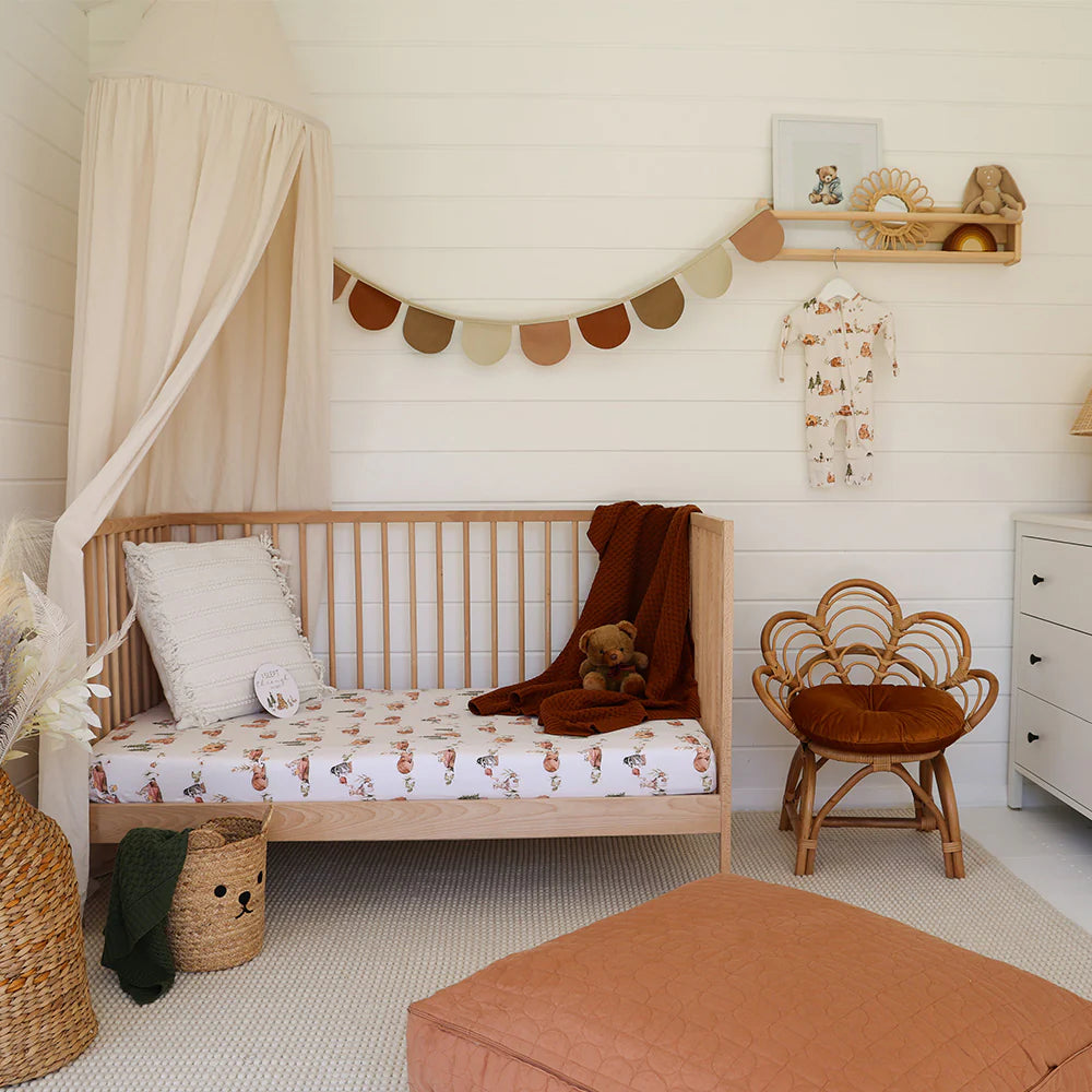 Organic Fitted Cot Sheet - Bears