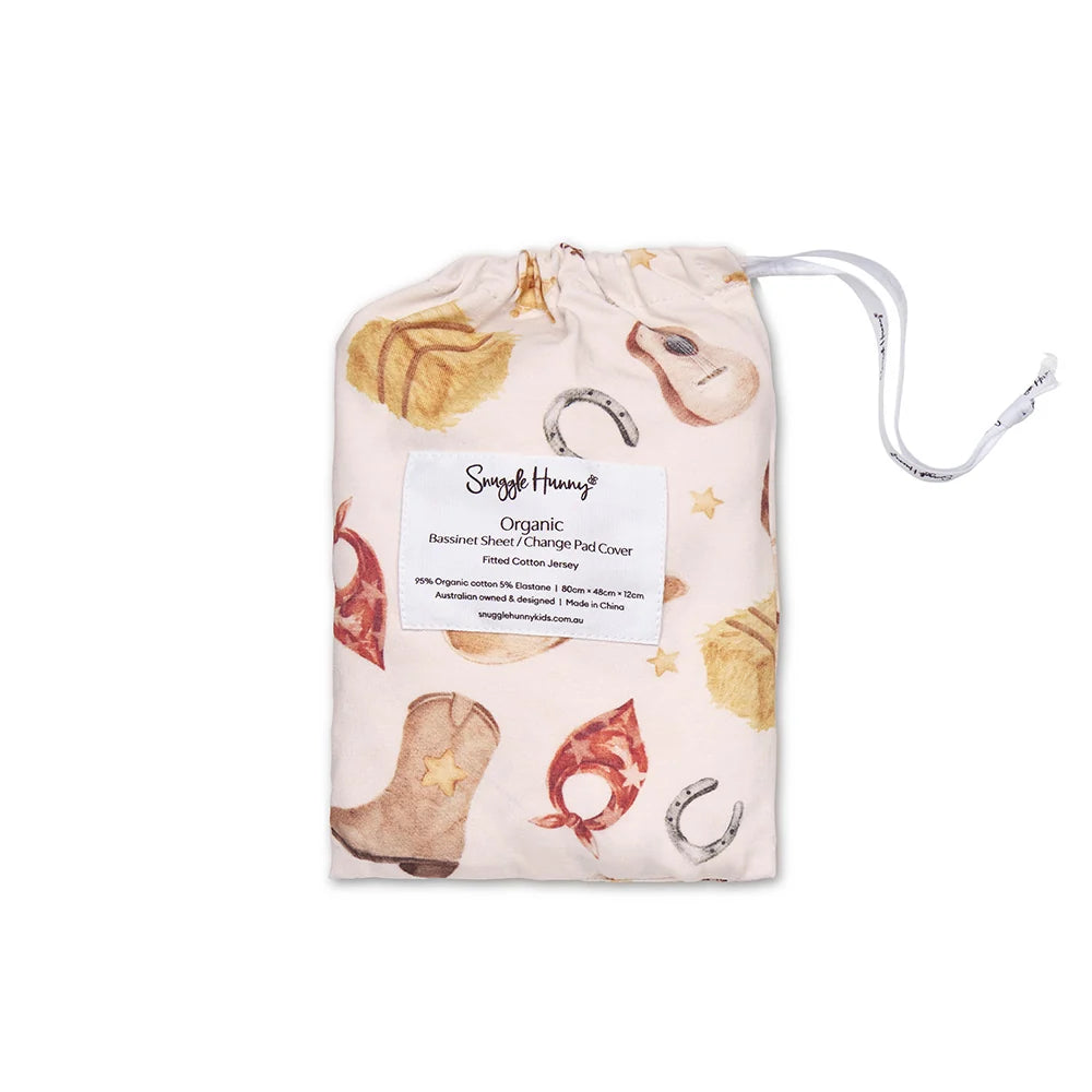 Snuggle Hunny Organic Bassinet Sheet / Change Pad Cover - Cowboys