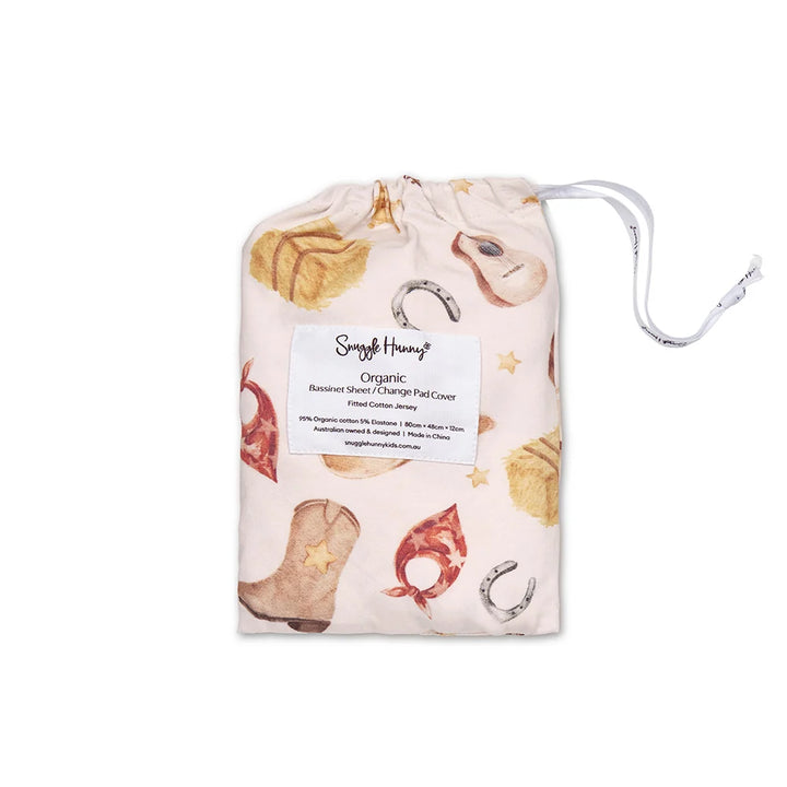 Snuggle Hunny Organic Bassinet Sheet / Change Pad Cover - Cowboys