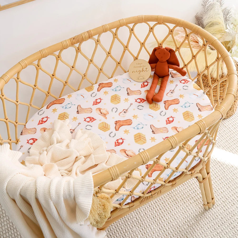 Snuggle Hunny Organic Bassinet Sheet / Change Pad Cover - Cowboys