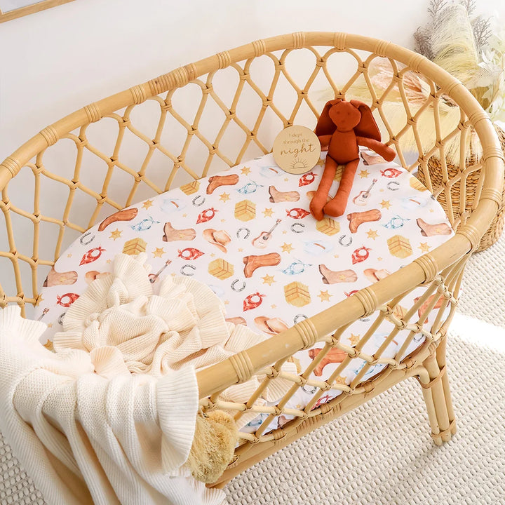 Snuggle Hunny Organic Bassinet Sheet / Change Pad Cover - Cowboys