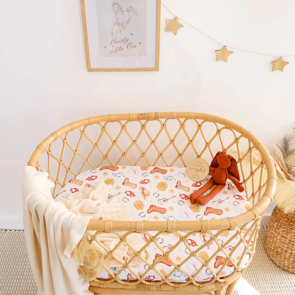Snuggle Hunny Organic Bassinet Sheet / Change Pad Cover - Cowboys