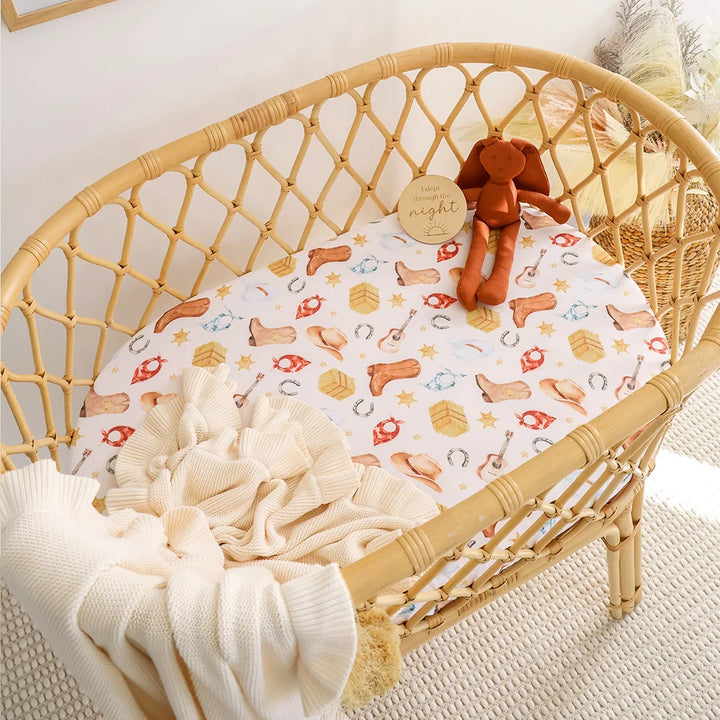 Snuggle Hunny Organic Bassinet Sheet / Change Pad Cover - Cowboys