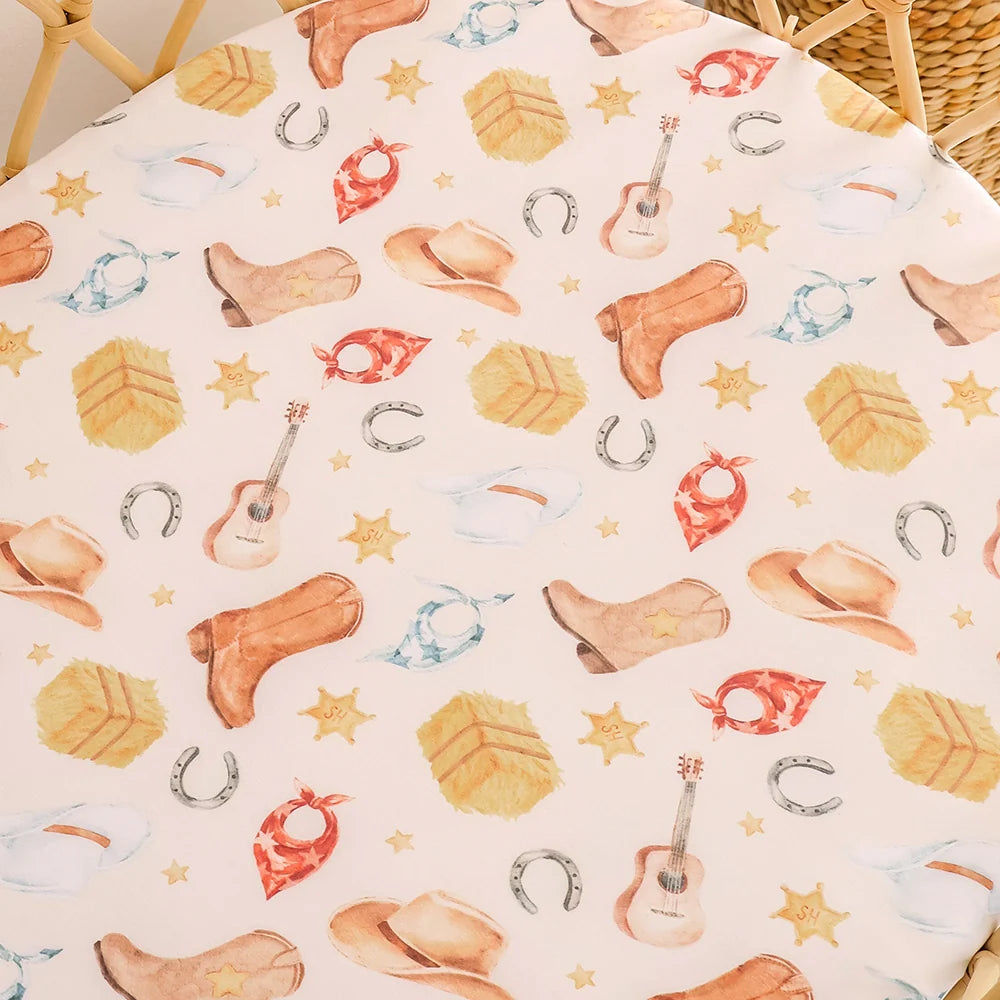 Snuggle Hunny Organic Bassinet Sheet / Change Pad Cover - Cowboys