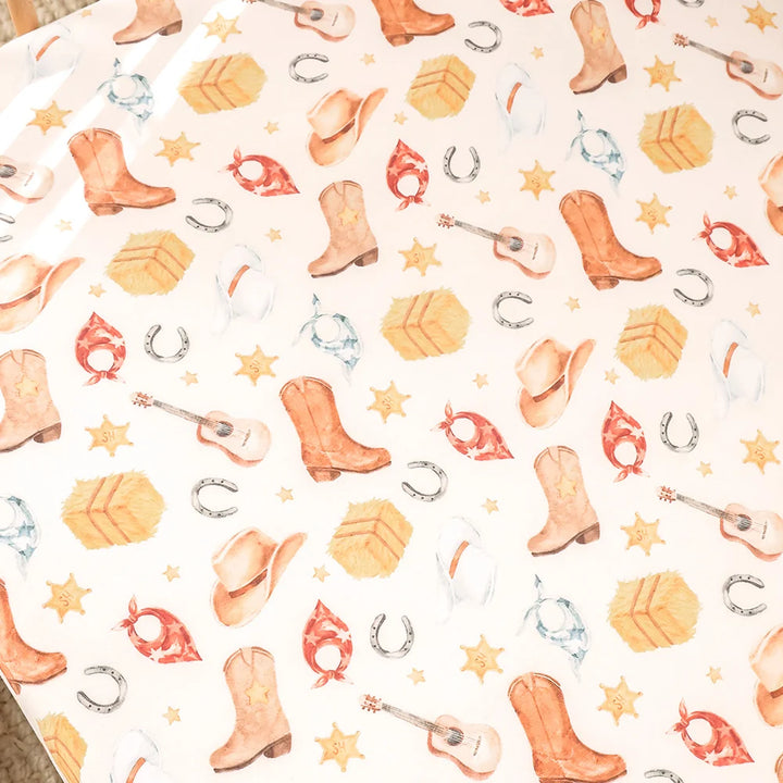 Snuggle Hunny Organic Fitted Cot Sheet - Cowboys
