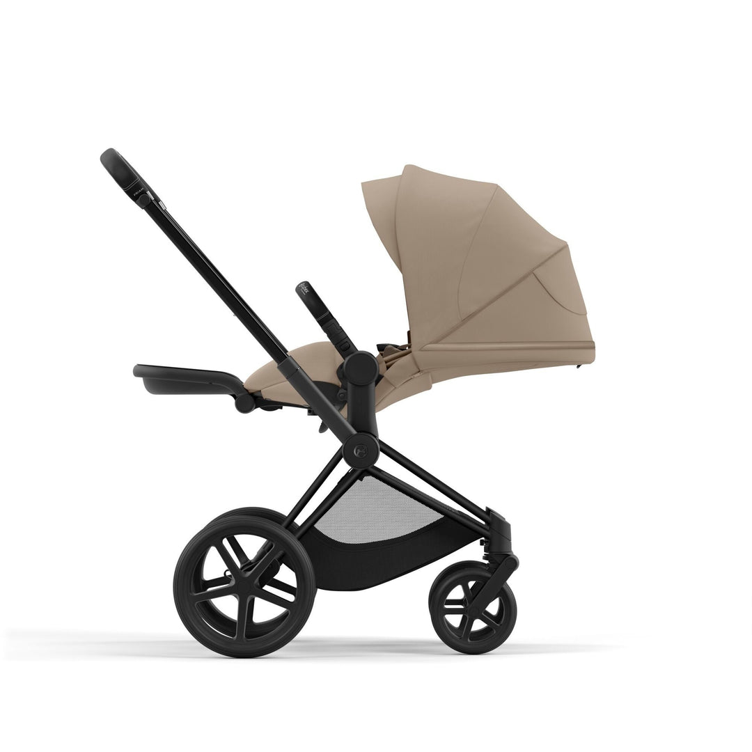 Cybex Priam Pram 2022 Matt Black Chassis + Seat Pack Cozy Beige