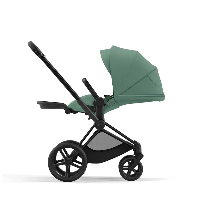 Cybex Priam Pram 2022 Matt Black Chassis + Seat Pack Leaf Green