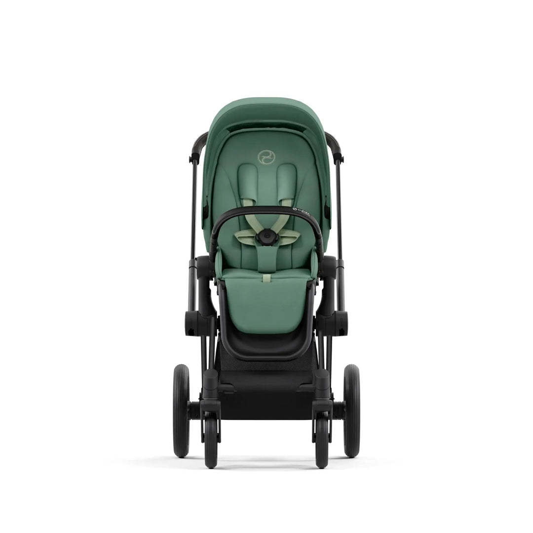 Cybex Priam Pram 2022 Matt Black Chassis + Seat Pack Leaf Green