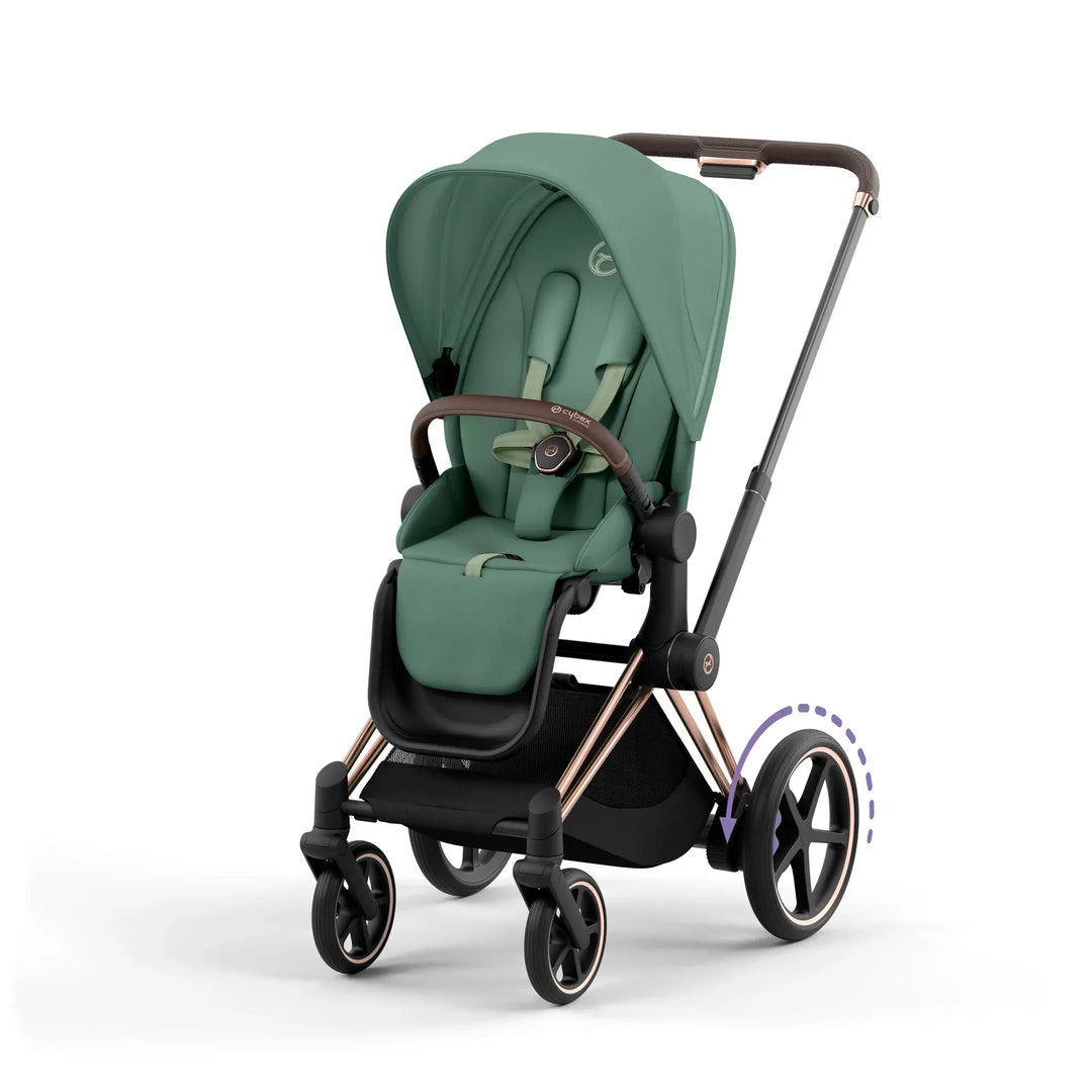 Cybex ePriam Pram Rose Gold Chassis/ Leaf Green2024