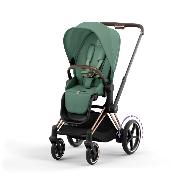 Cybex ePriam Pram Rose Gold Chassis/ Leaf Green2024