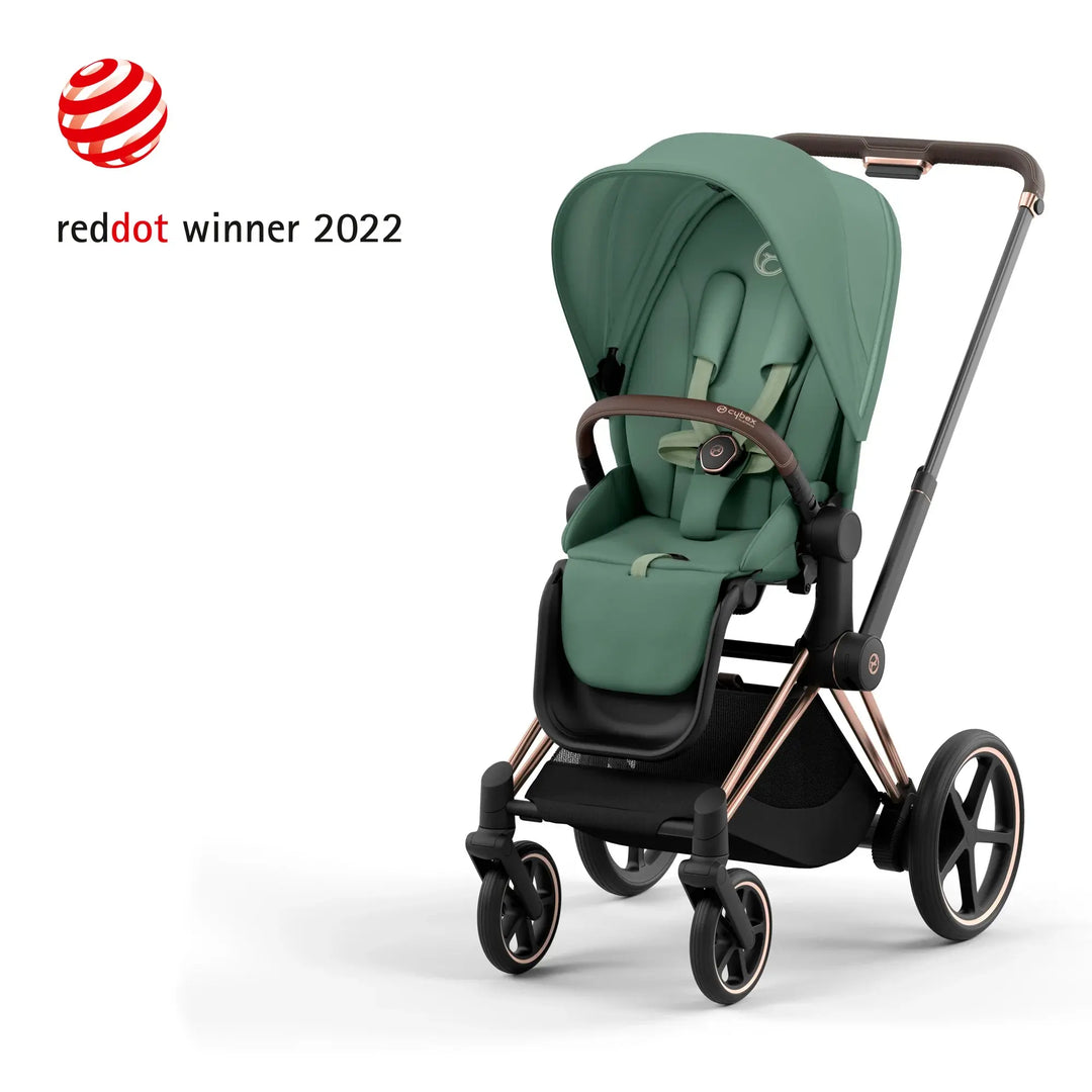 Cybex ePriam Pram Rose Gold Chassis/ Leaf Green2024