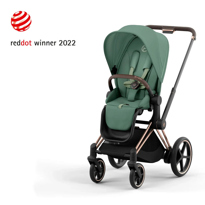 Cybex ePriam Pram Rose Gold Chassis/ Leaf Green2024
