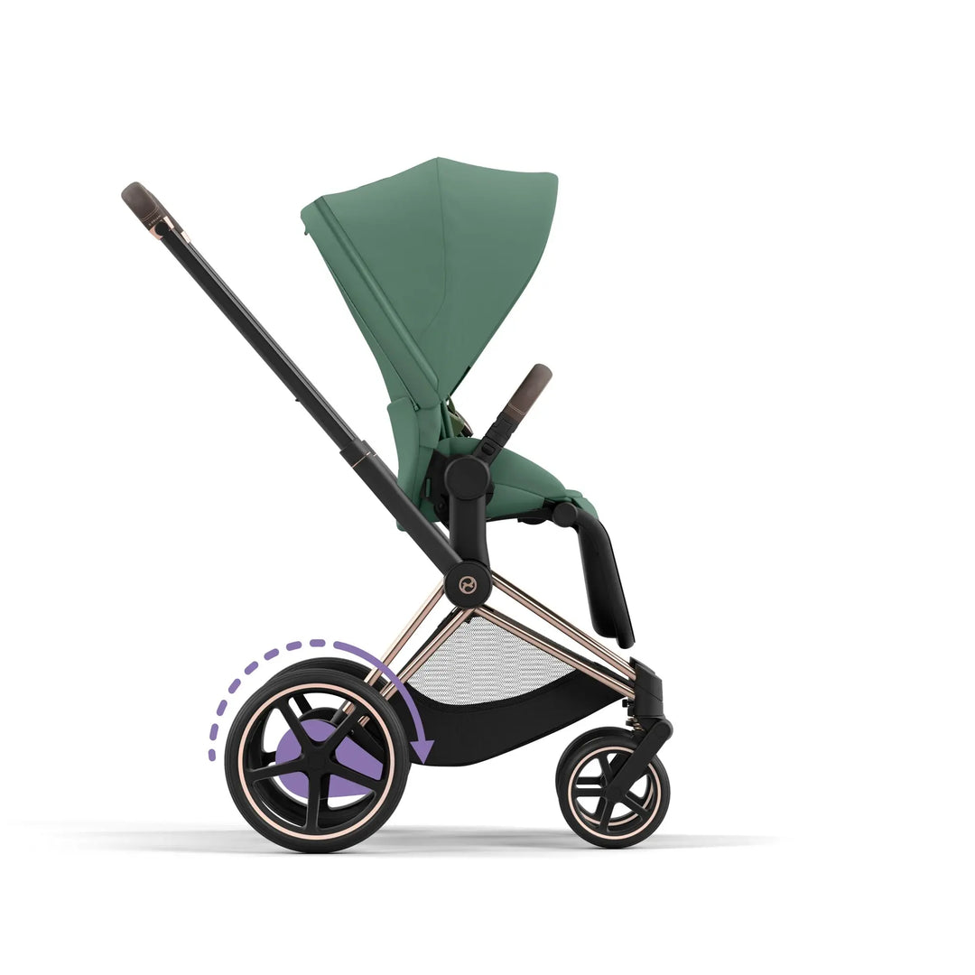 Cybex ePriam Pram Rose Gold Chassis/ Leaf Green2024