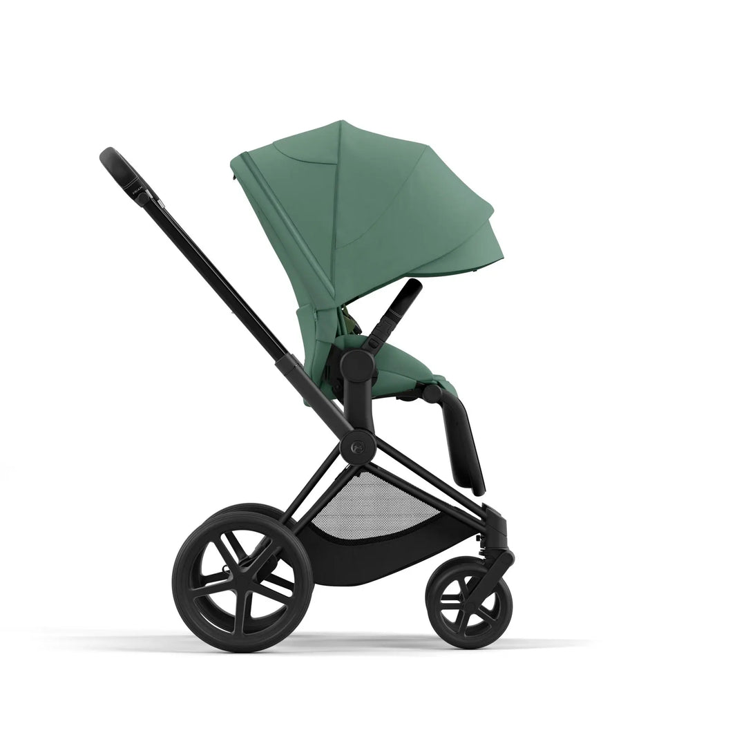 Cybex Priam Pram 2022 Matt Black Chassis + Seat Pack Leaf Green