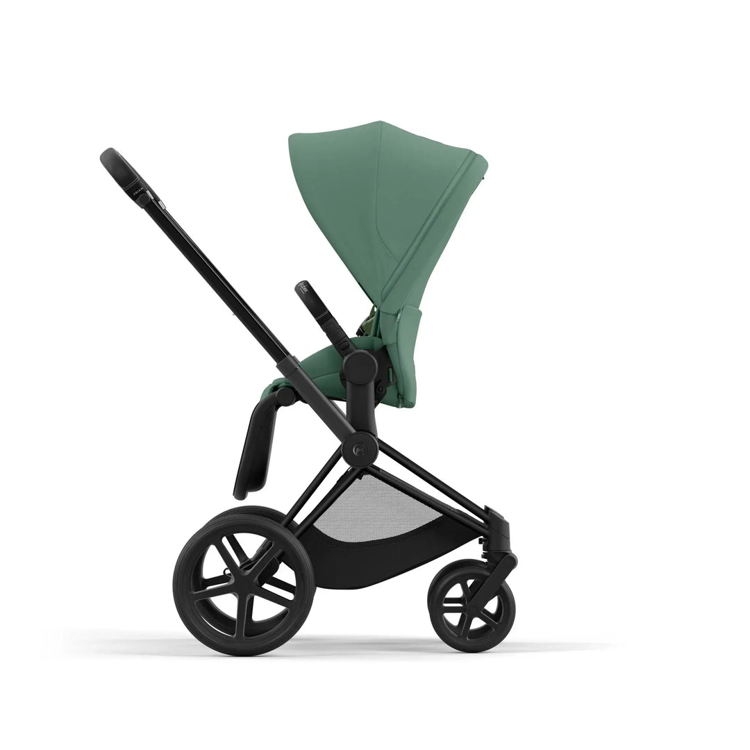 Cybex Priam Pram 2022 Matt Black Chassis + Seat Pack Leaf Green