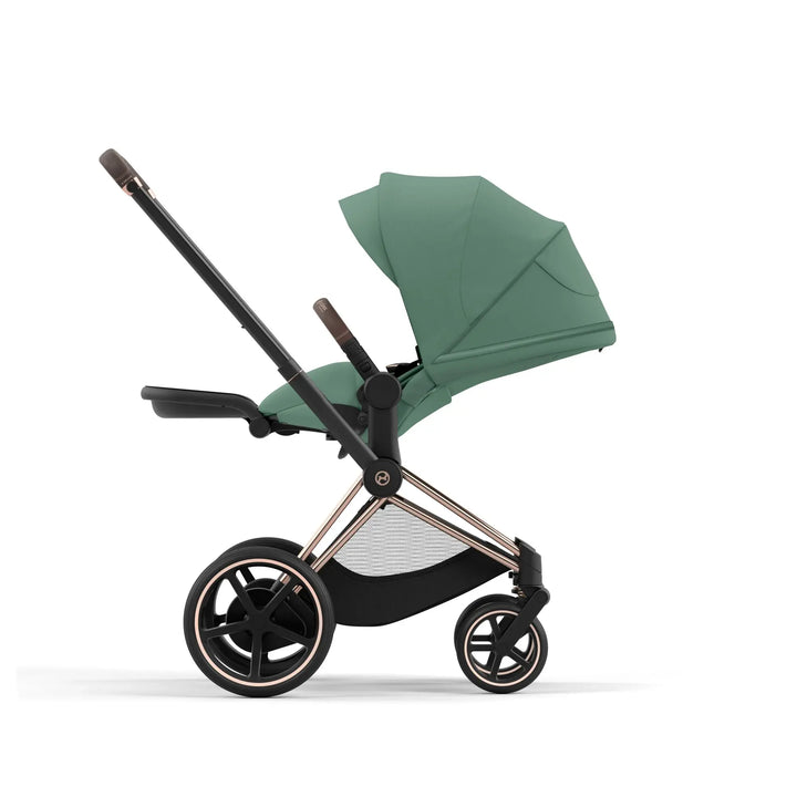 Cybex ePriam Pram Rose Gold Chassis/ Leaf Green2024