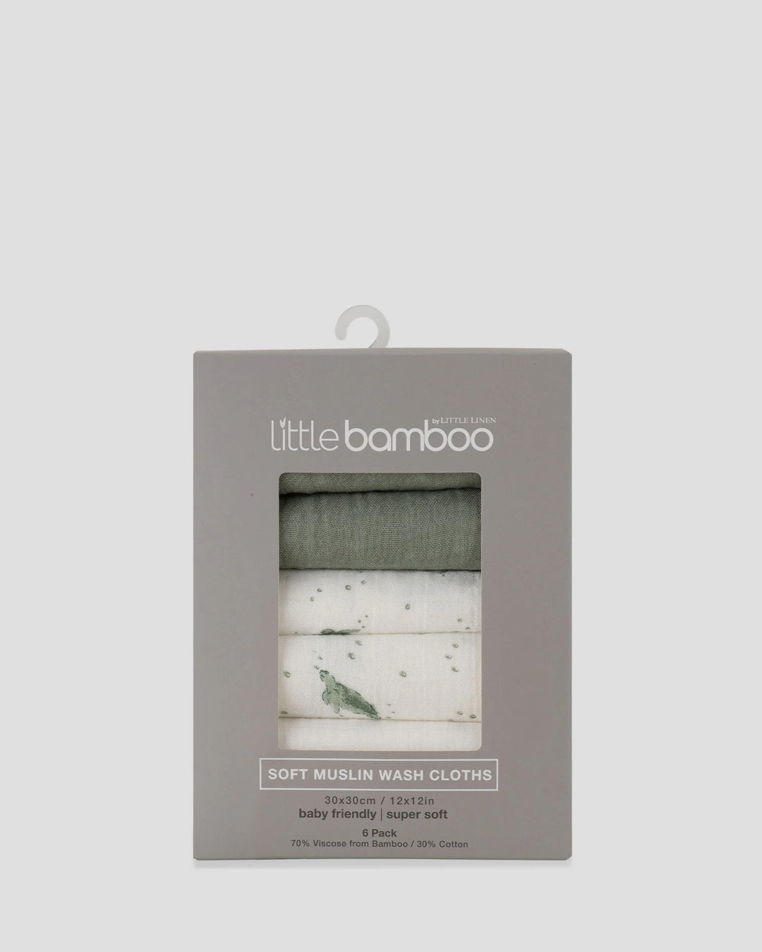 Little Bamboo Muslin Washers 6Pk - Turtle Bay