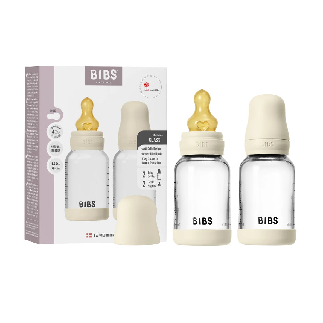 Bibs Glass Bottle Complete Set (2 Pack) 120ml Latex - Ivory