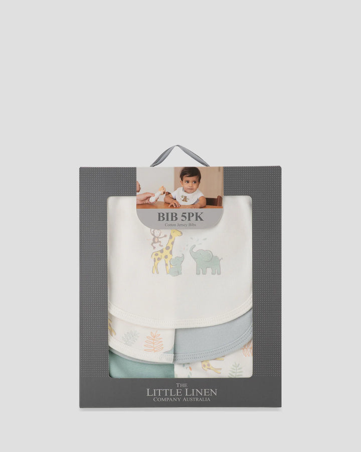 Little Linen Jersey Bib 5PK - Savanna Giraffe