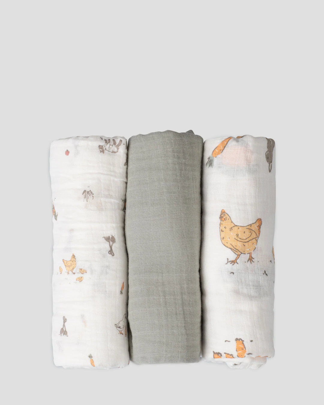 Little Linen Muslin Wraps 3PK - Farmyard Lamb