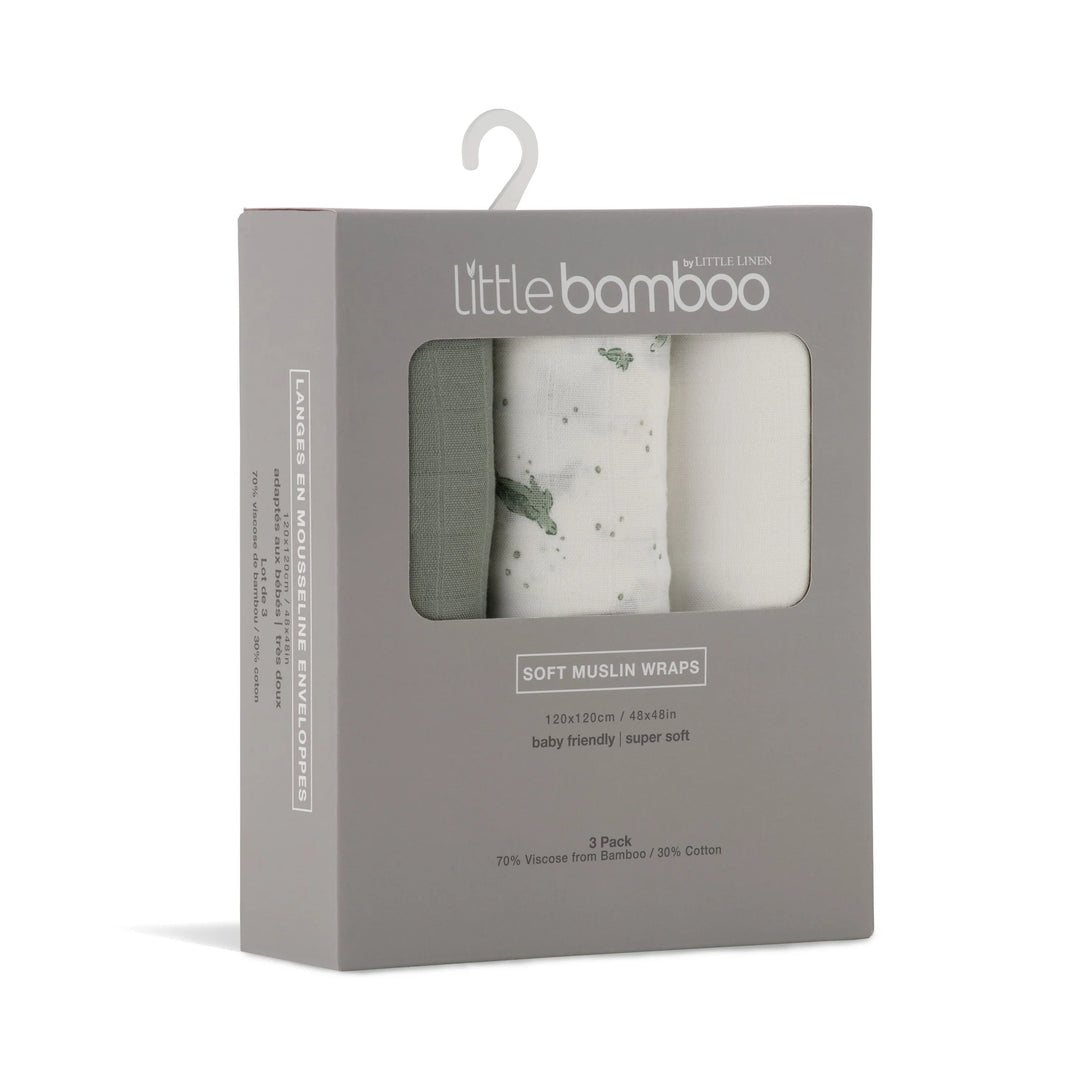 Little Bamboo Baby Muslin Wraps 3Pk - Turtle Bay