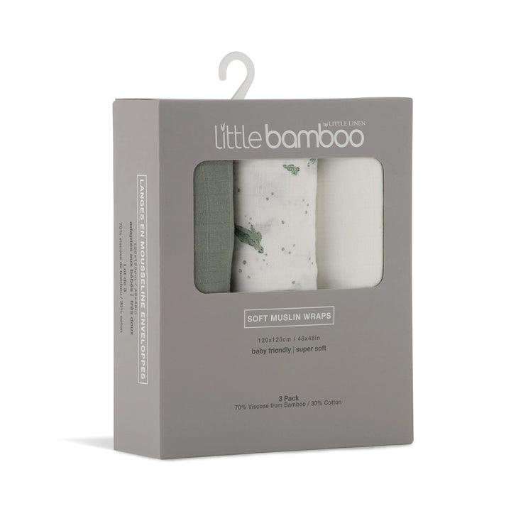 Little Bamboo Baby Muslin Wraps 3Pk - Turtle Bay