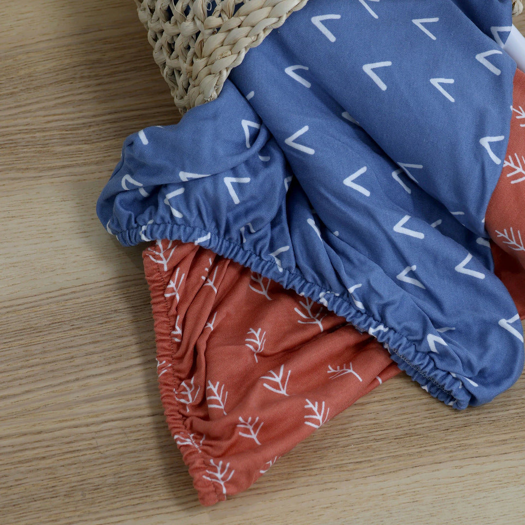 Bubba Blue Nordic 2pk Jersey Co-sleeper Fitted Sheets-Denim/Clay