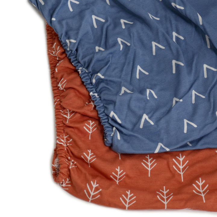 Bubba Blue Nordic 2pk Jersey Co-sleeper Fitted Sheets-Denim/Clay