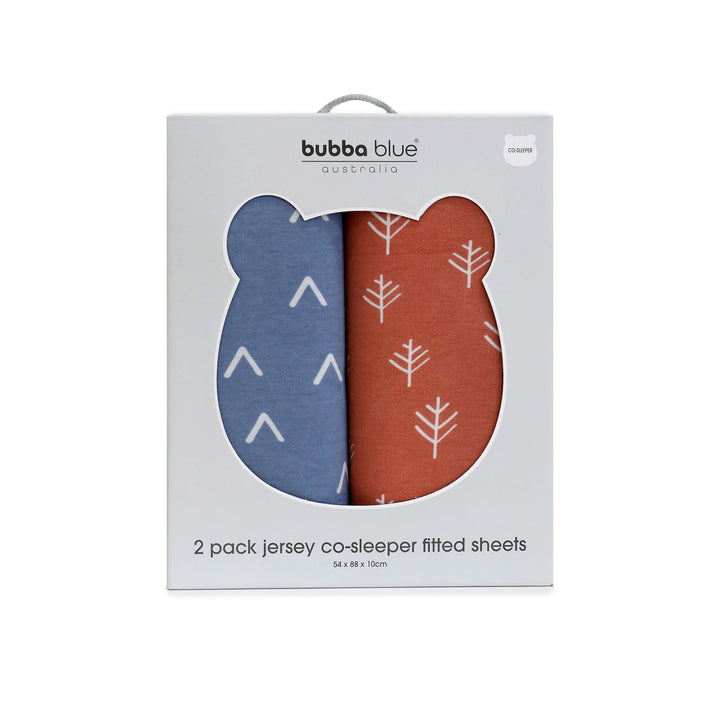 Bubba Blue Nordic 2pk Jersey Co-sleeper Fitted Sheets-Denim/Clay