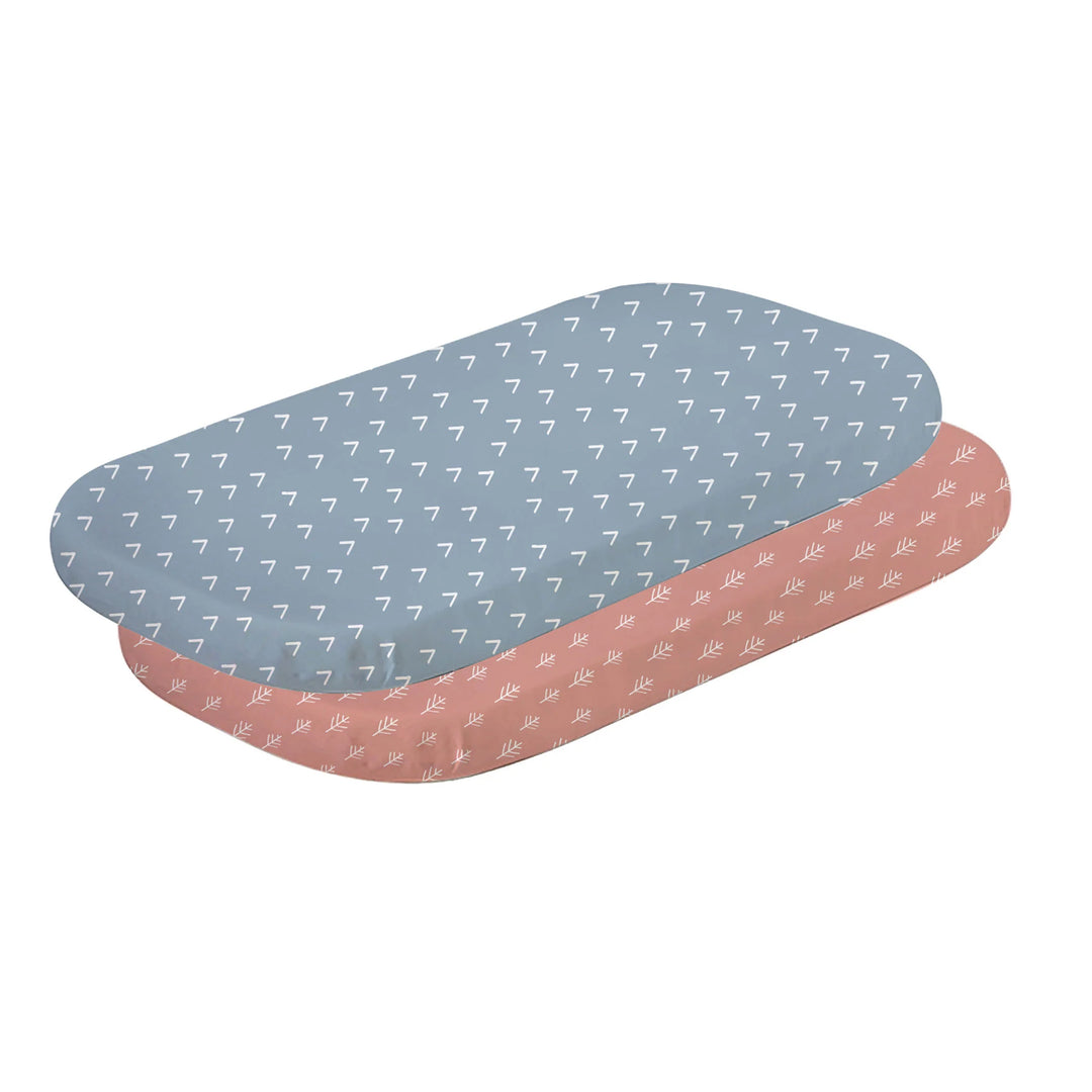 Bubba Blue Nordic 2pk Jersey Co-sleeper Fitted Sheets-Denim/Clay