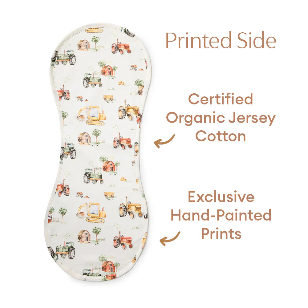 Snuggle Hunny Organic Cotton Burp Cloth - Diggers & Tractors