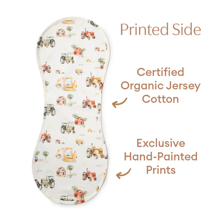 Snuggle Hunny Organic Cotton Burp Cloth - Diggers & Tractors