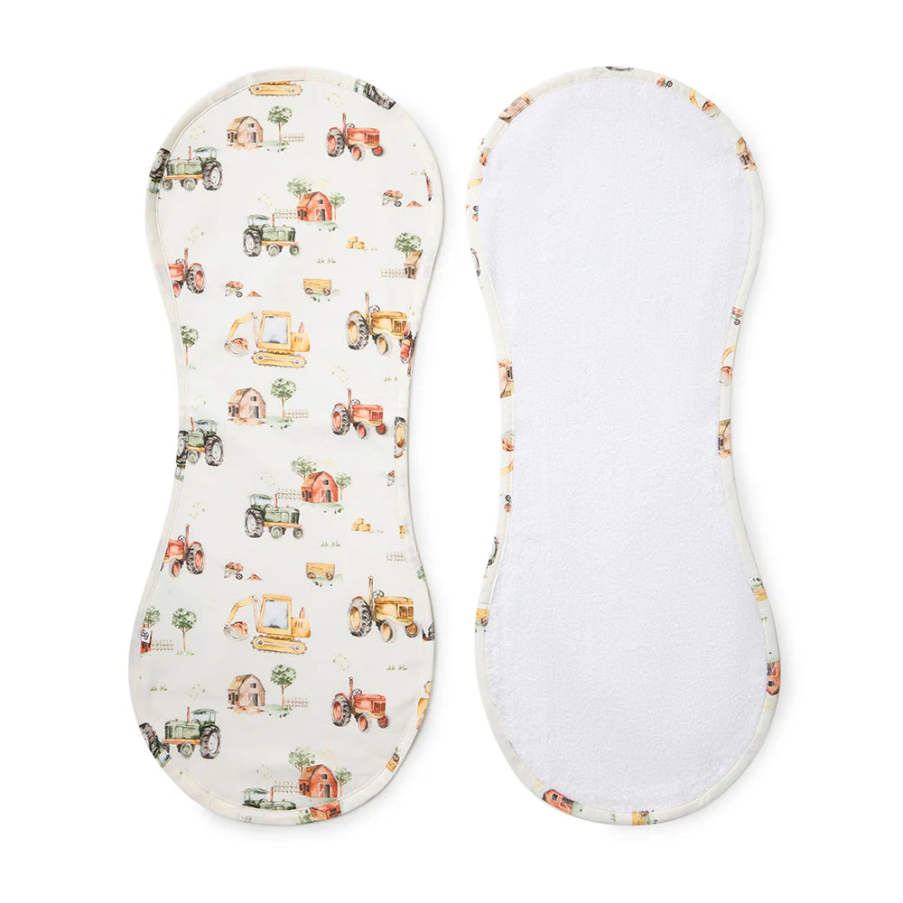 Snuggle Hunny Organic Cotton Burp Cloth - Diggers & Tractors