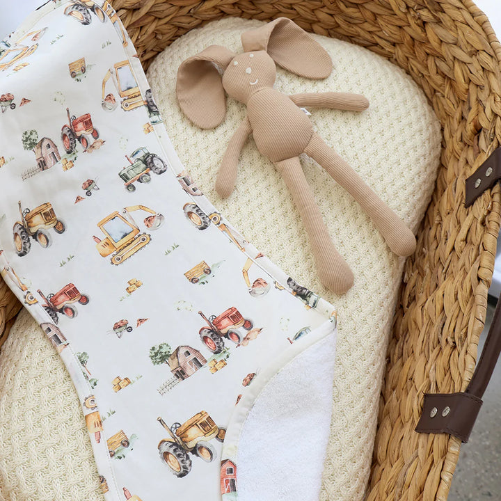 Snuggle Hunny Organic Cotton Burp Cloth - Diggers & Tractors