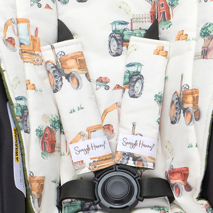 Snuggle Hunny Universal Reversible Pram Strap Covers - Diggers & Tractors